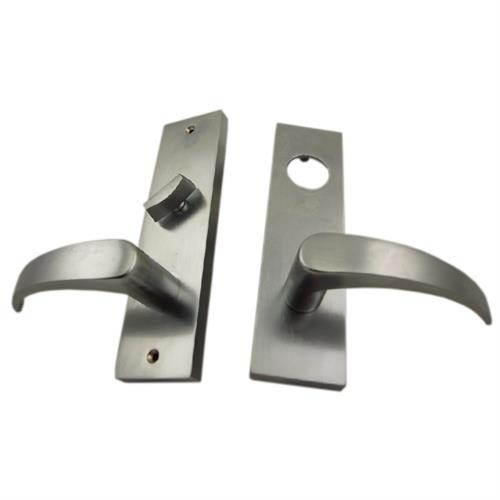 Maxtech 1033L2R Satin Chrome US26D Right Handed Heavy Duty Curved Lever Mortise Plates 7-1/2" x 2" x 1/2" For Through Bolted Mortise Lock Sets (Mortise Body Sold Separately)