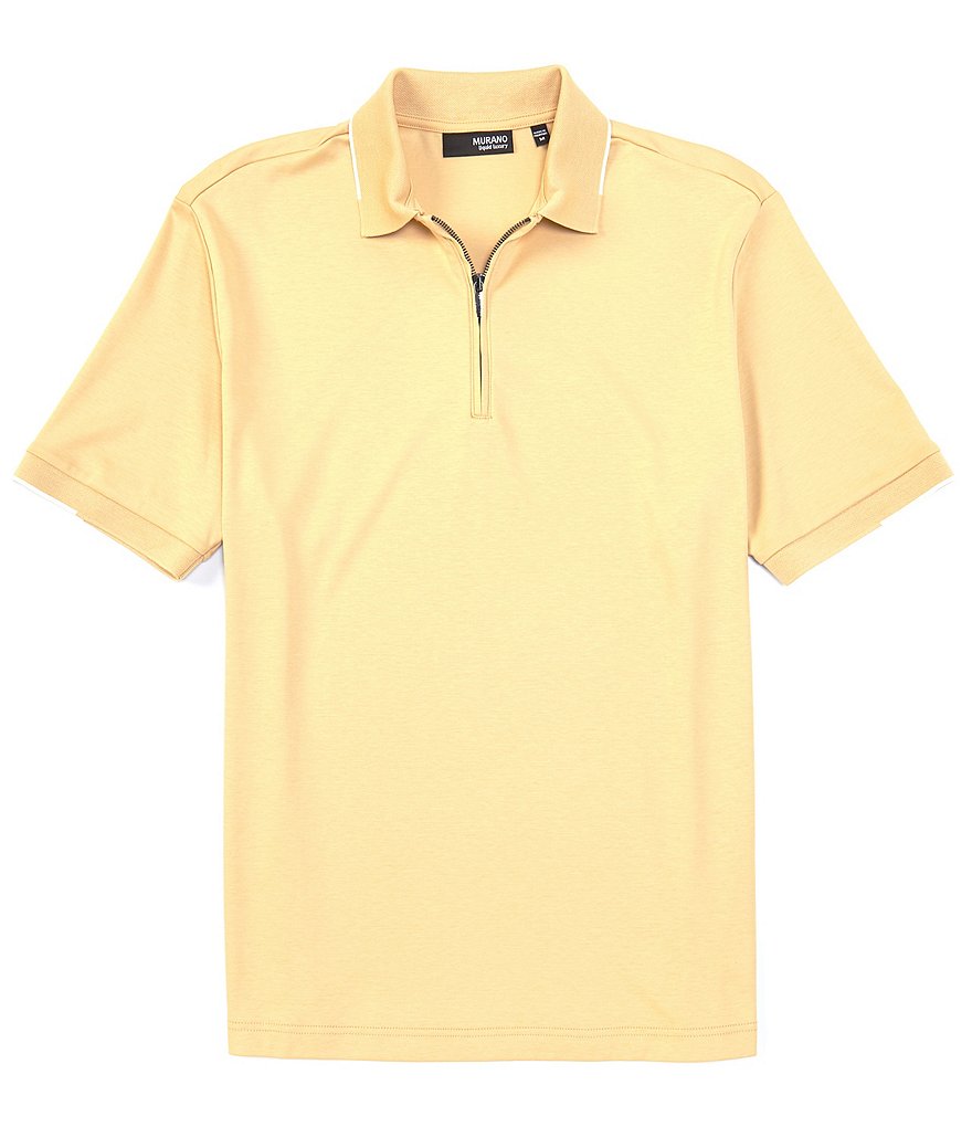Murano Big & Tall Liquid Luxury Classic-Fit Tipped Solid Short-Sleeve Quarter-Zip Polo Shirt