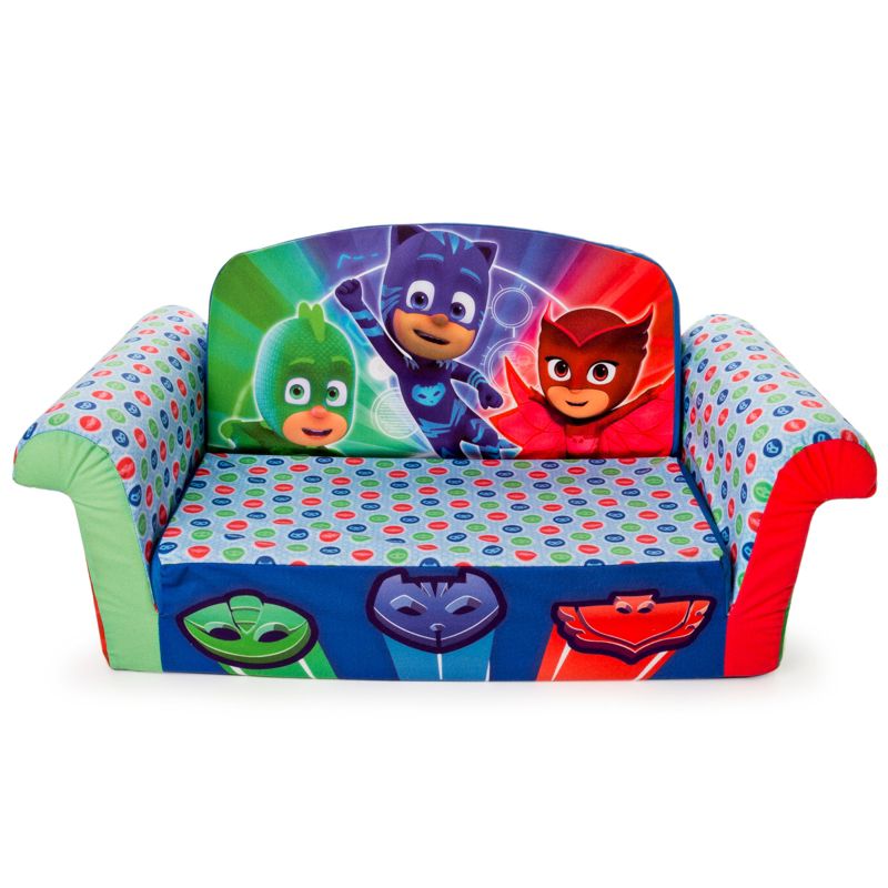 Marshmallow Furniture Comfy Foam Toddler 2-in-1 Couch & Chair Kids Furniture Package for Ages 2 Years Old and Up, PJ Masks