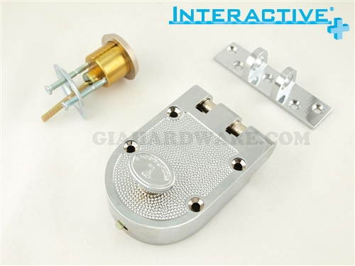 Mul-t-lock, JPSTD1-25-206, Polished Chrome, Single Cylinder Jimmy Proof Deadlock with Rim Cylinder, HIGH SECURITY, INTERACTIVE + 206 KEYWAY