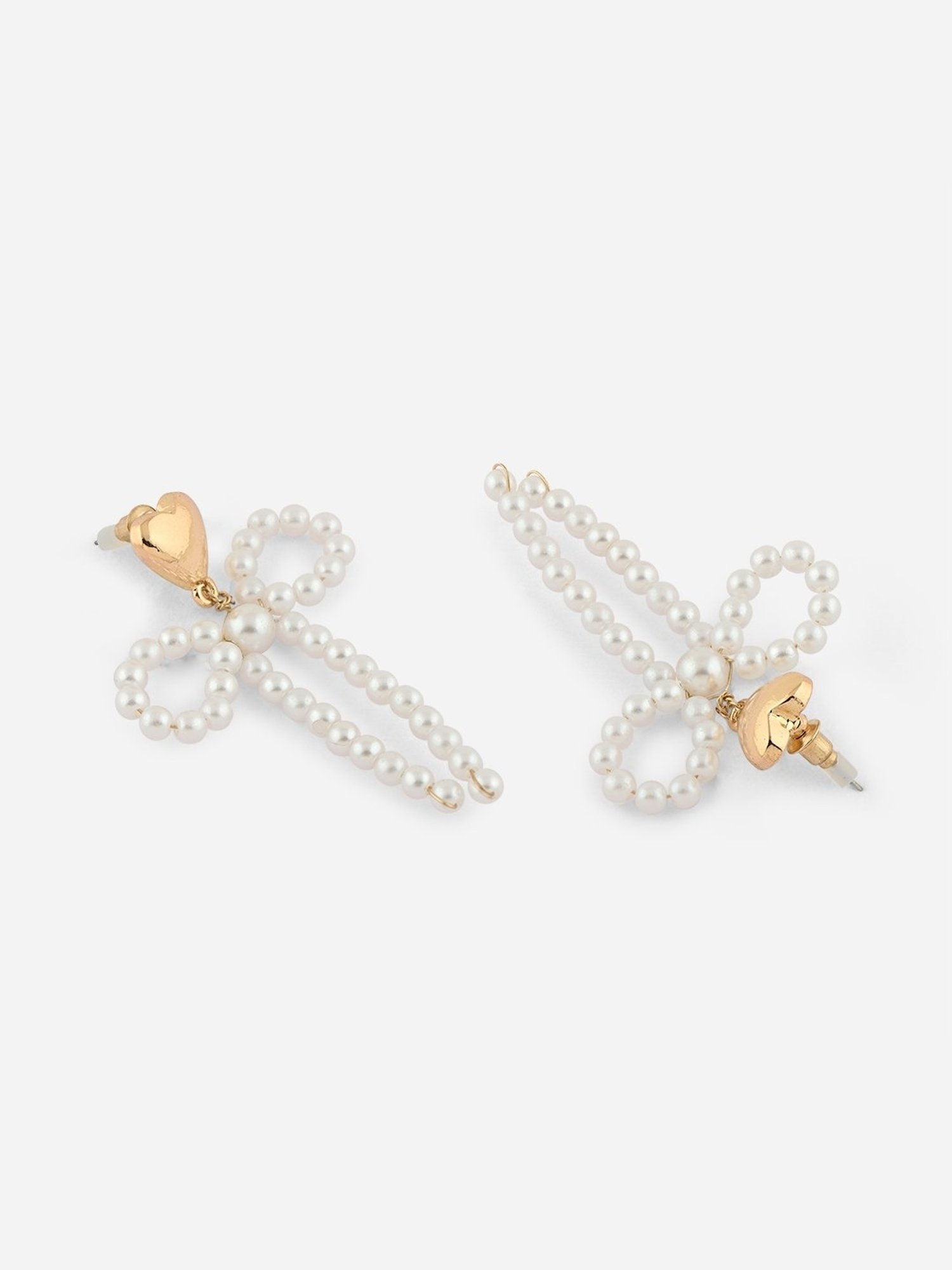 ToniQ White Korean Bow Drop Earrings for Women