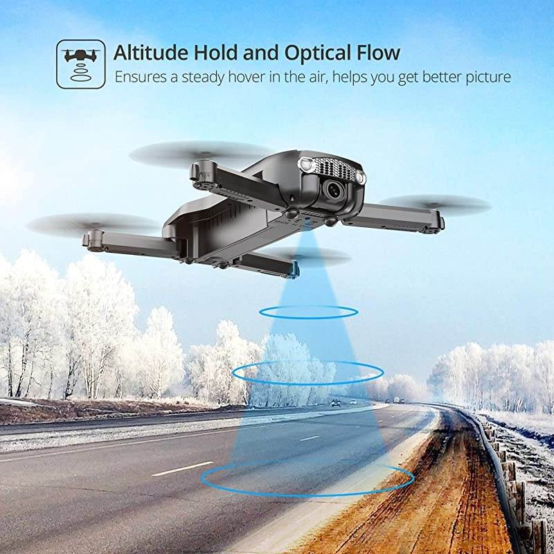 HS160 Pro Foldable Drone with 1080p HD WiFi Camera for Adults and Kids Wide Angle FPV Live Video App Control Gesture Selfie Tap Fly Optical Flow Altitude Hold and 2 Batteries