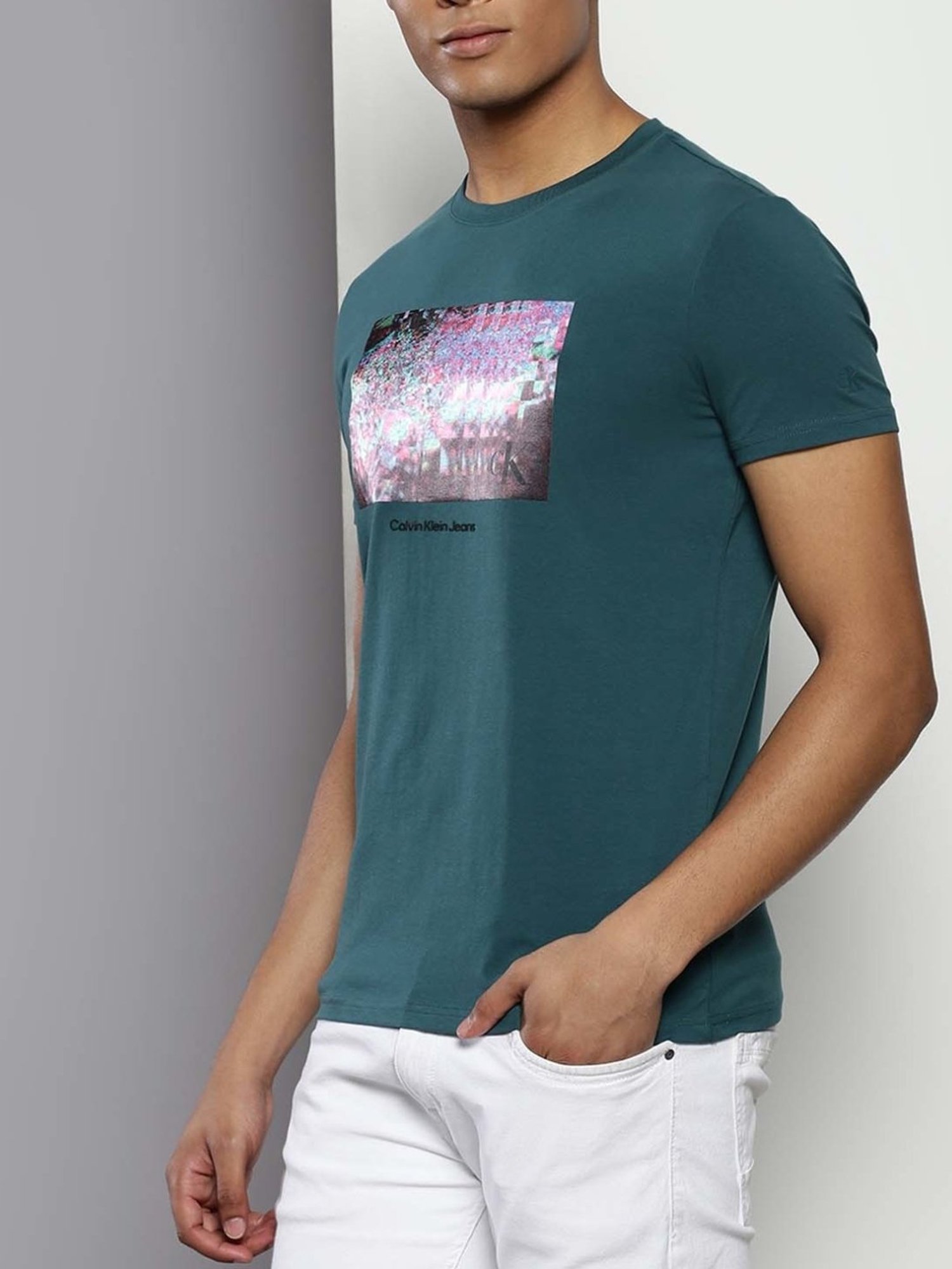 Calvin Klein Atlantic Deep Cotton Slim Fit Printed T-Shirt