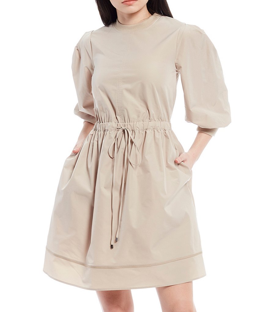 LDT Anna 3/4 Sleeve Drawstring Puff Dress