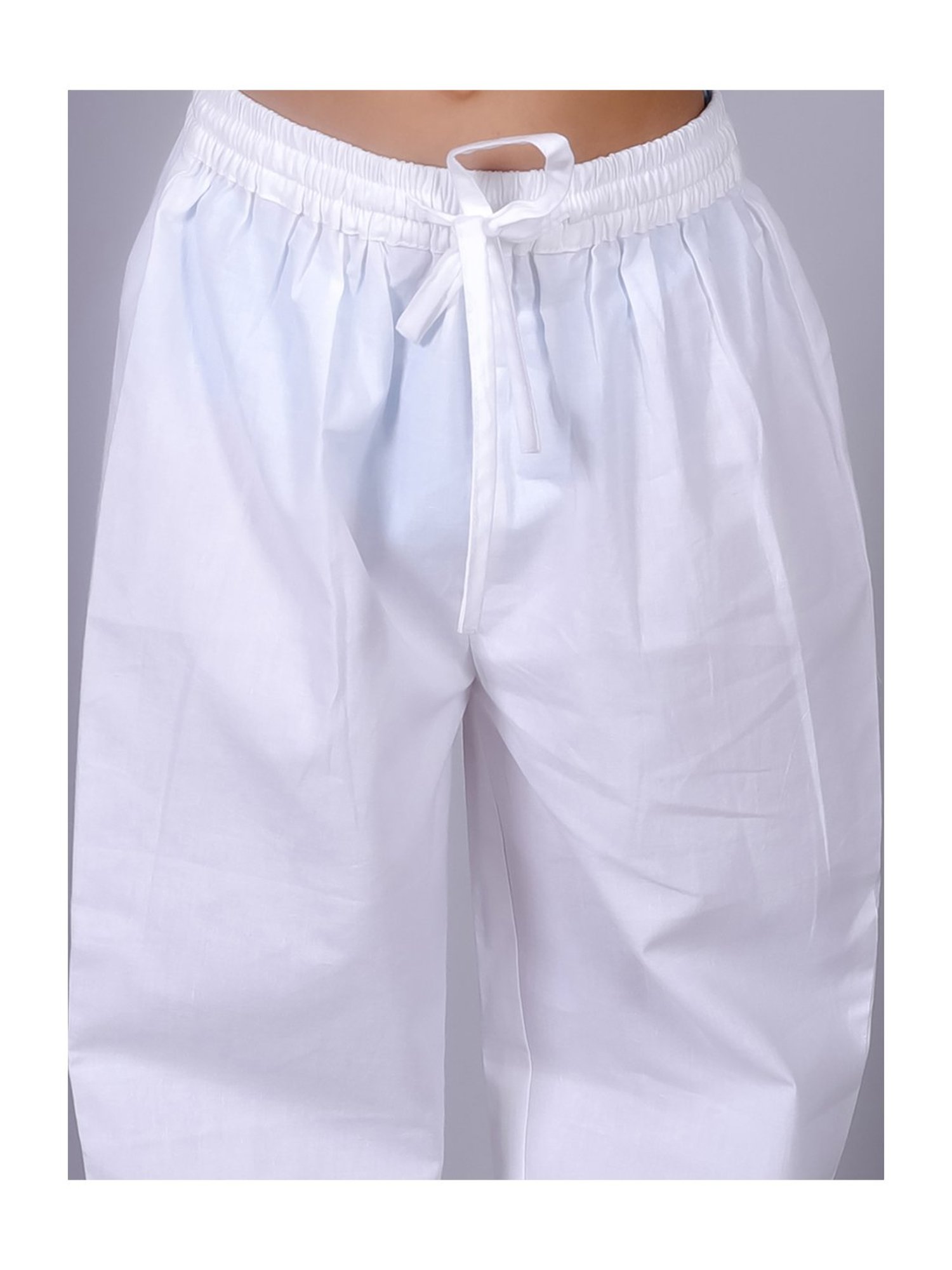 Lil Drama Kids White & Blue Floral Print Kurta with Pants