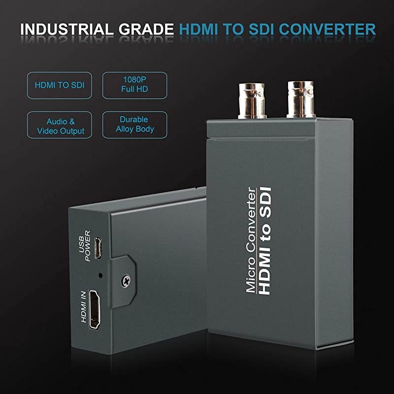 Micro Converter HDMI to SDI with PowerHDMI in to Two SDI Output Mini 3G HD SDSDI Video Converter Adapter with Audio EmbedderSupport 1080P 60HzAuto Format Detection for CameraHDMI to SDI