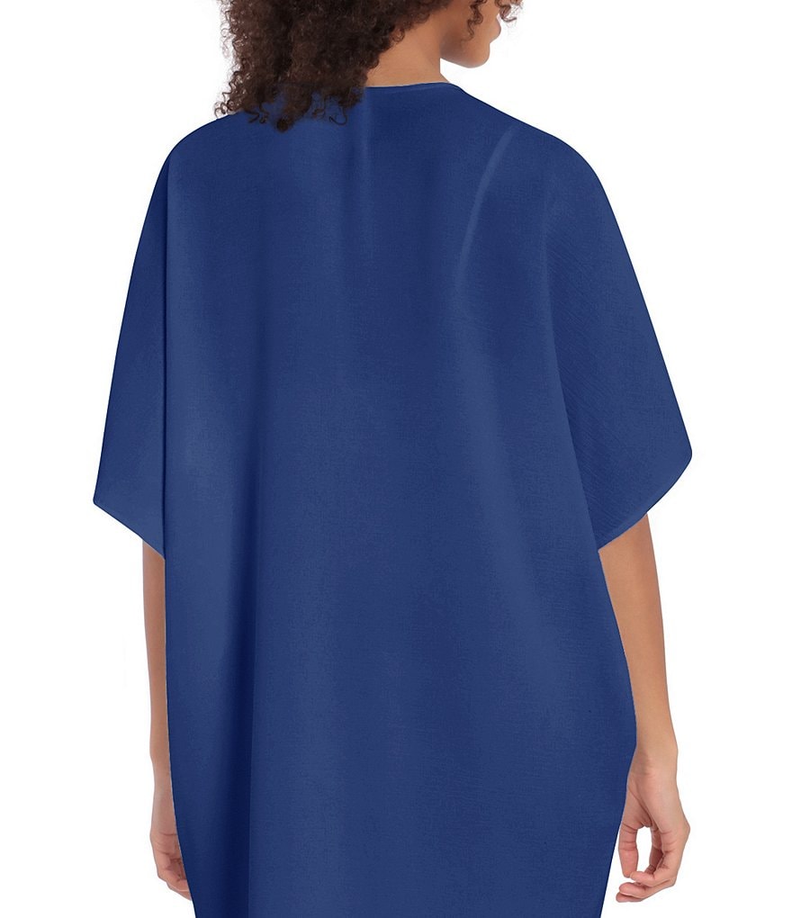 Maggy London Petite Size Short Sleeve Split Neck Crosshatch Crepe Dress