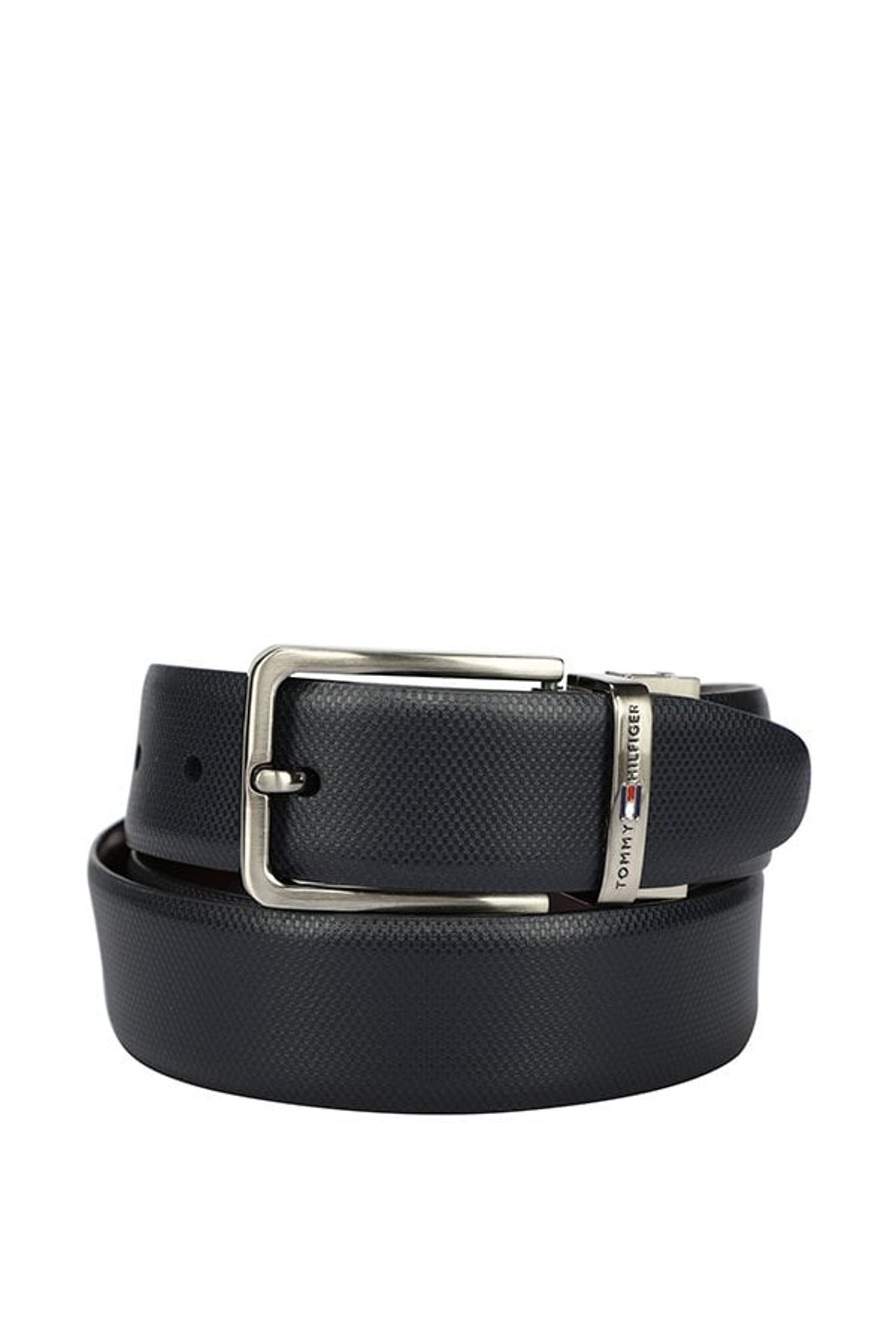 BELWABA Black Textured Formal Leather Belt for Men