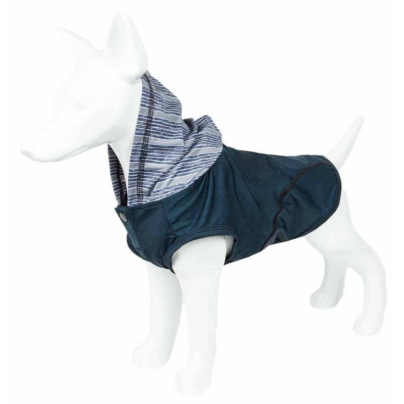 Pet Life Active Pull-Rover 4-Way Stretch Two-Toned Performance Sleeveless Hoodie Dog T-Shirt - Navy Blue - XL