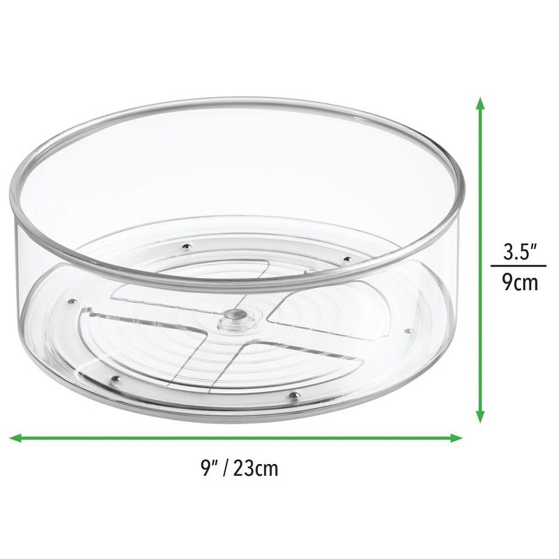 mDesign Plastic Round Lazy Susan Rotating Storage Turntable, 2 Pack - Clear