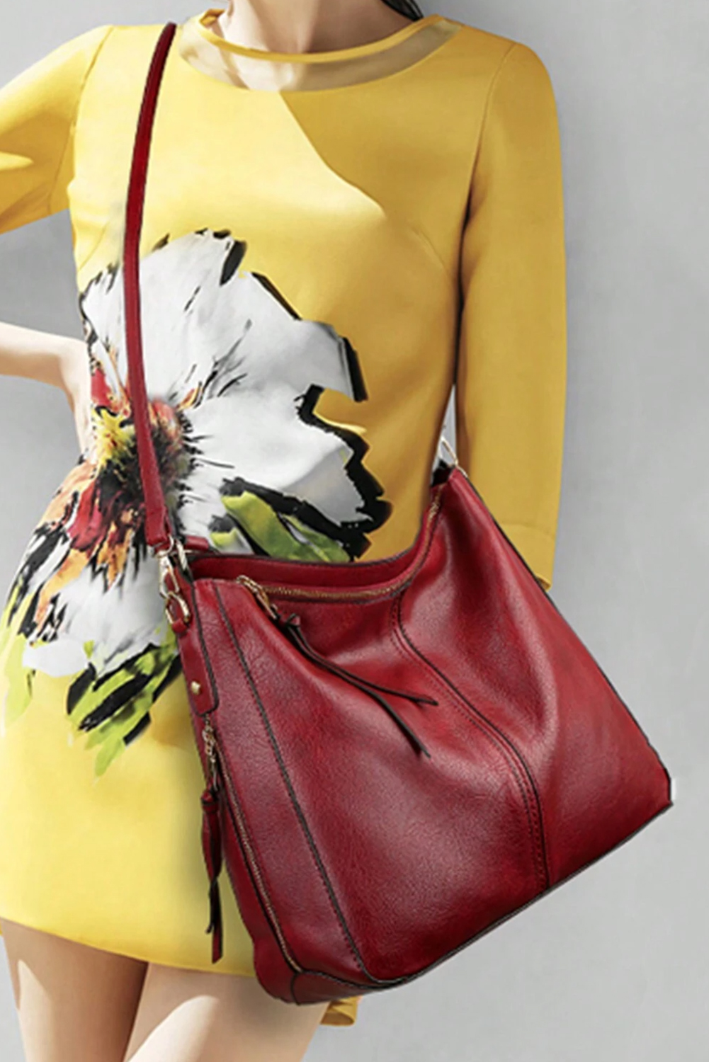 Black Colorblock Bowknot Pattern Knitted Tote Bag