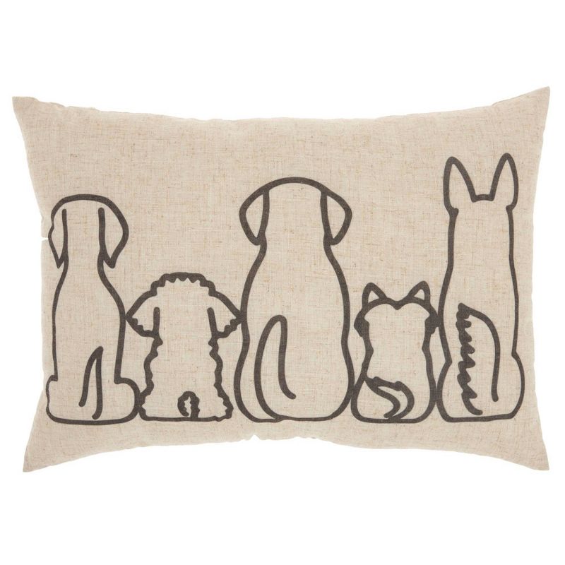 14"x20" Oversize Dog Silhouettes Lumbar Throw Pillow Natural - Kathy Ireland Home