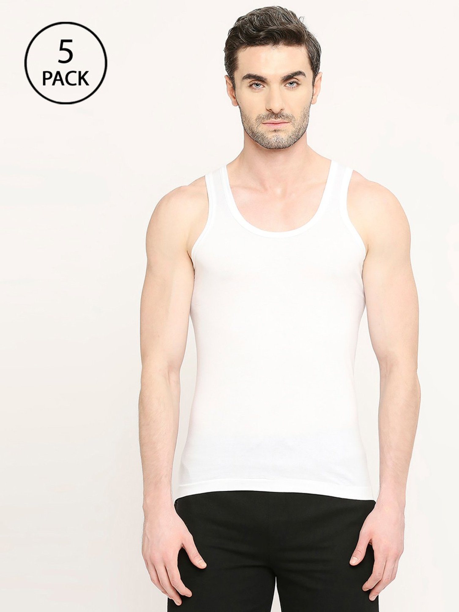 Vip White Regular Fit Vest - Pack Of 5
