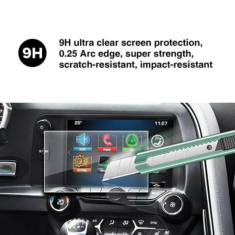 Screen Protector for 20142019 Chevrolet Corvette MyLink Center Control Touch Screen Car Navigation Display Glass Protective Film AntiExplosion Reduce Fingerprint 8inch