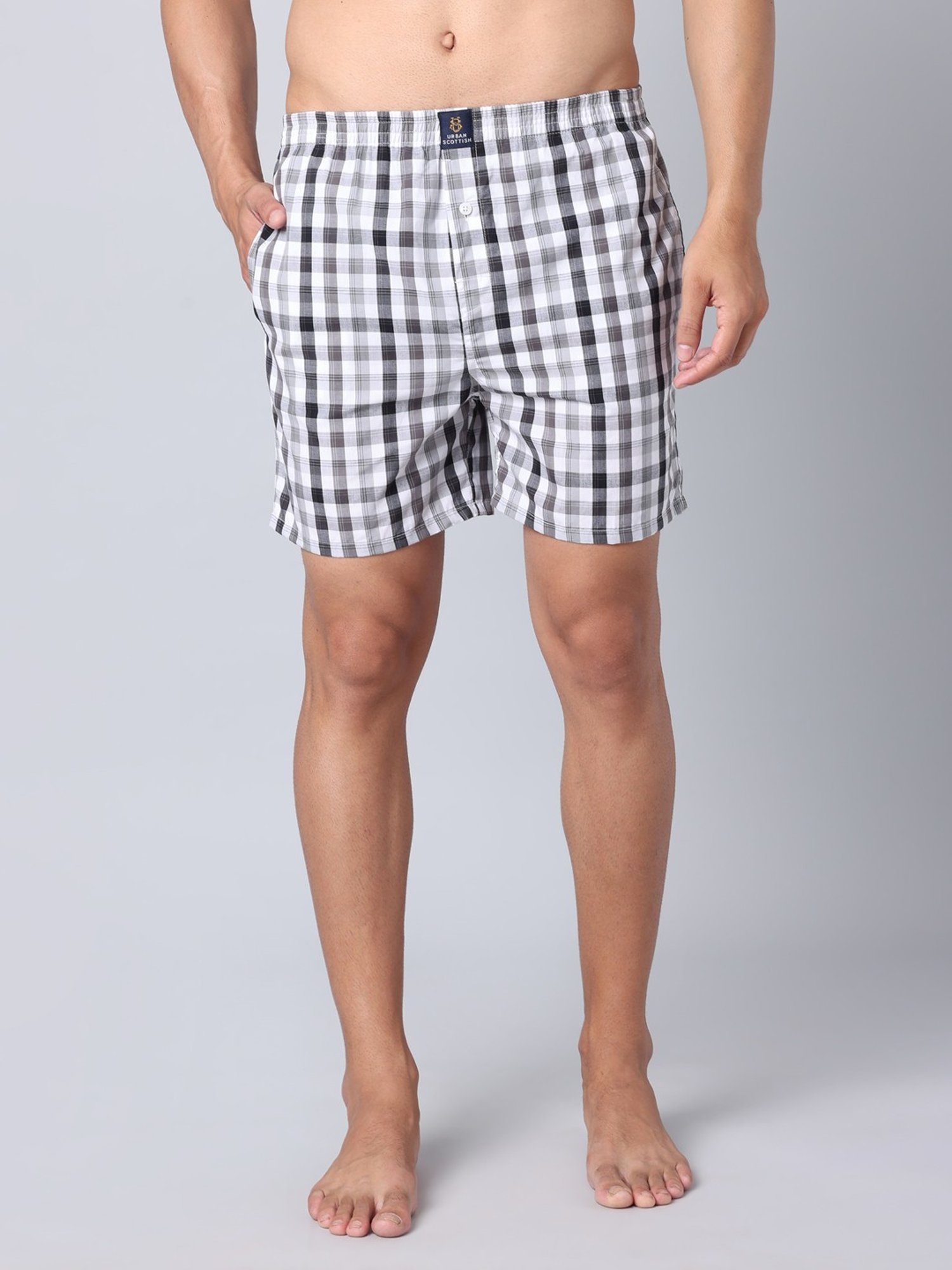 Urban Scottish Multicolored Regular Fit Checks Boxers - Pack Of 2