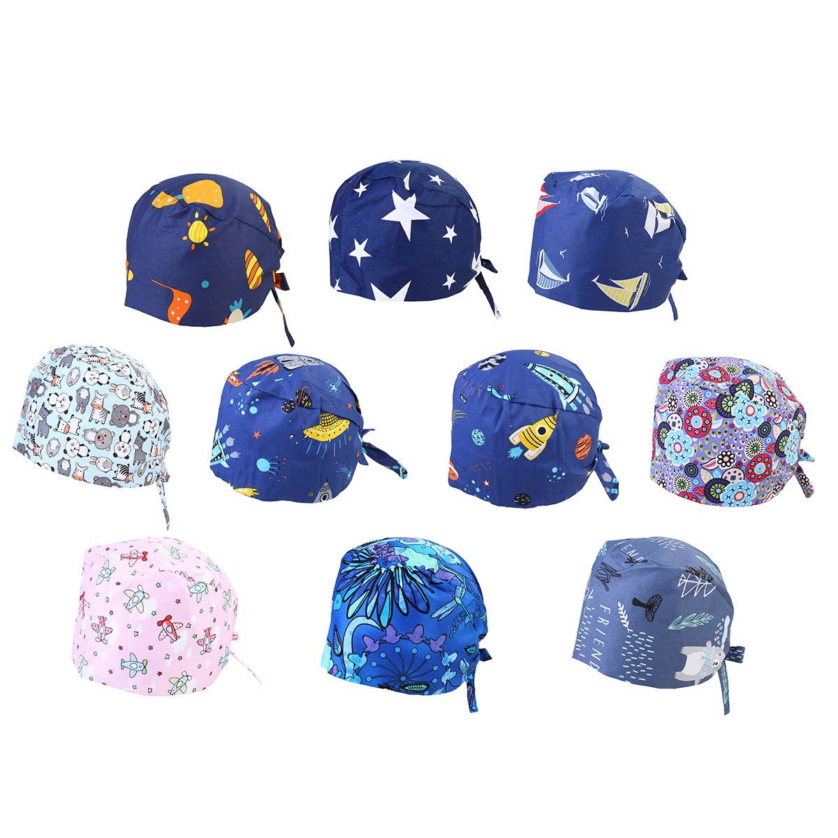 1Pc Printed Pattern Cotton Cap for Dentist Dentistry Cap Operation Cap Beauty Salon Headgear (Y3)