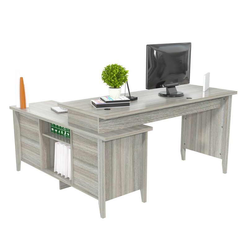 L Shaped Computer Writing Desk Gray - Inval