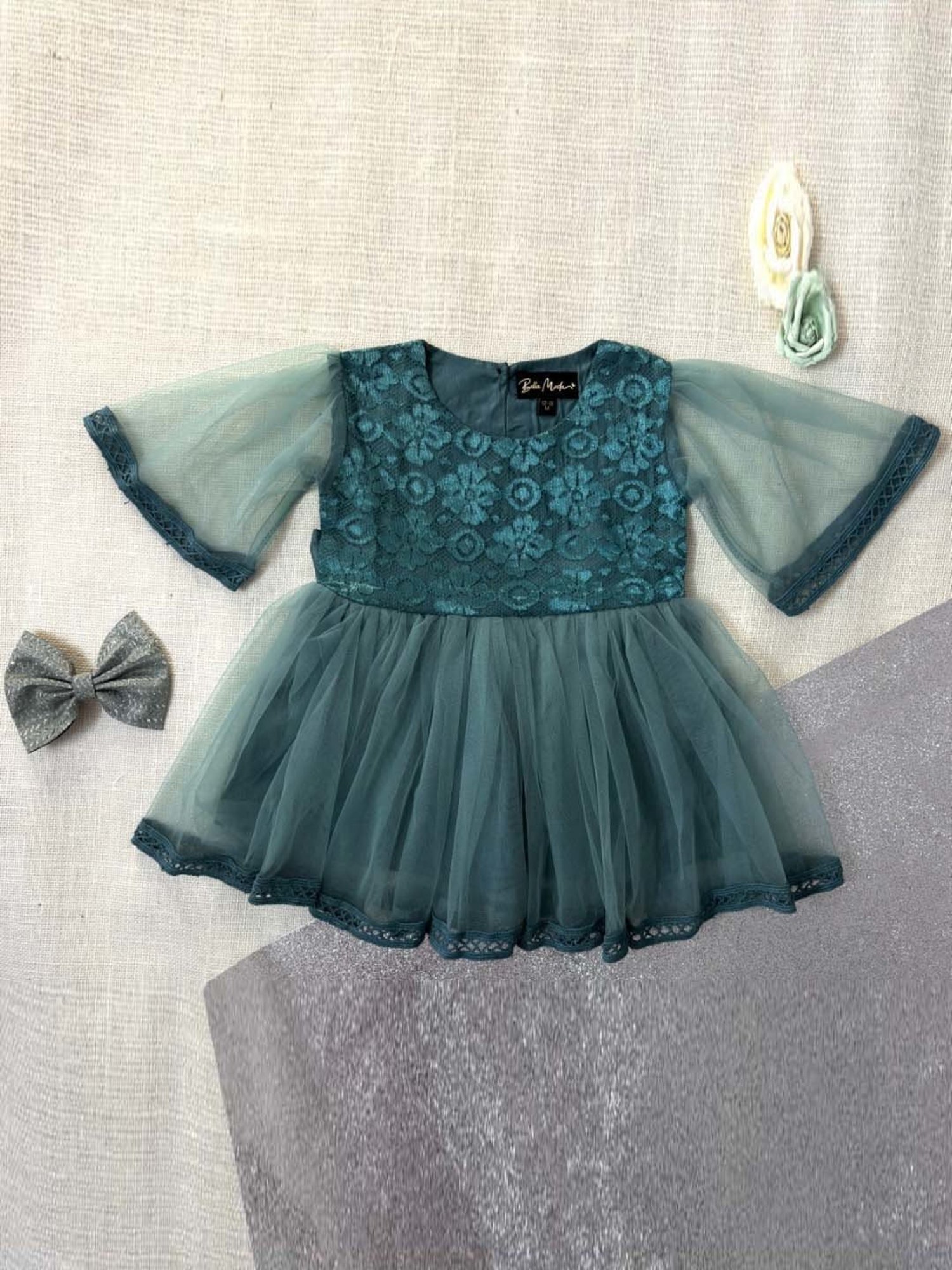 Bella Moda Kids Blue Embroidered Dress