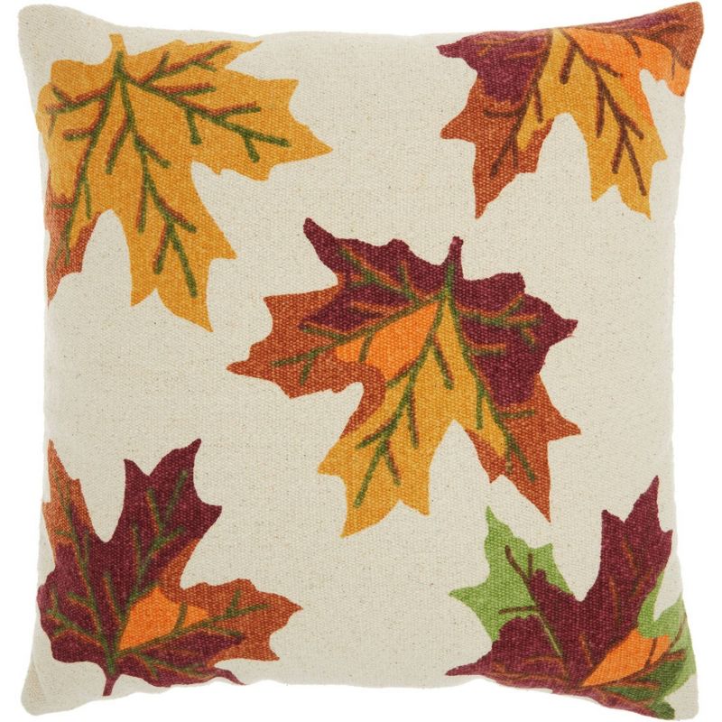 20"x20" Holiday Leaves Throw Pillow Ivory - Nourison