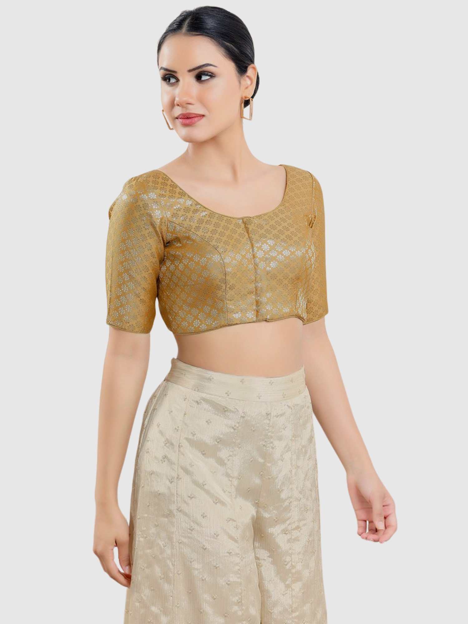 Salwar Studio Beige Woven Pattern Blouse