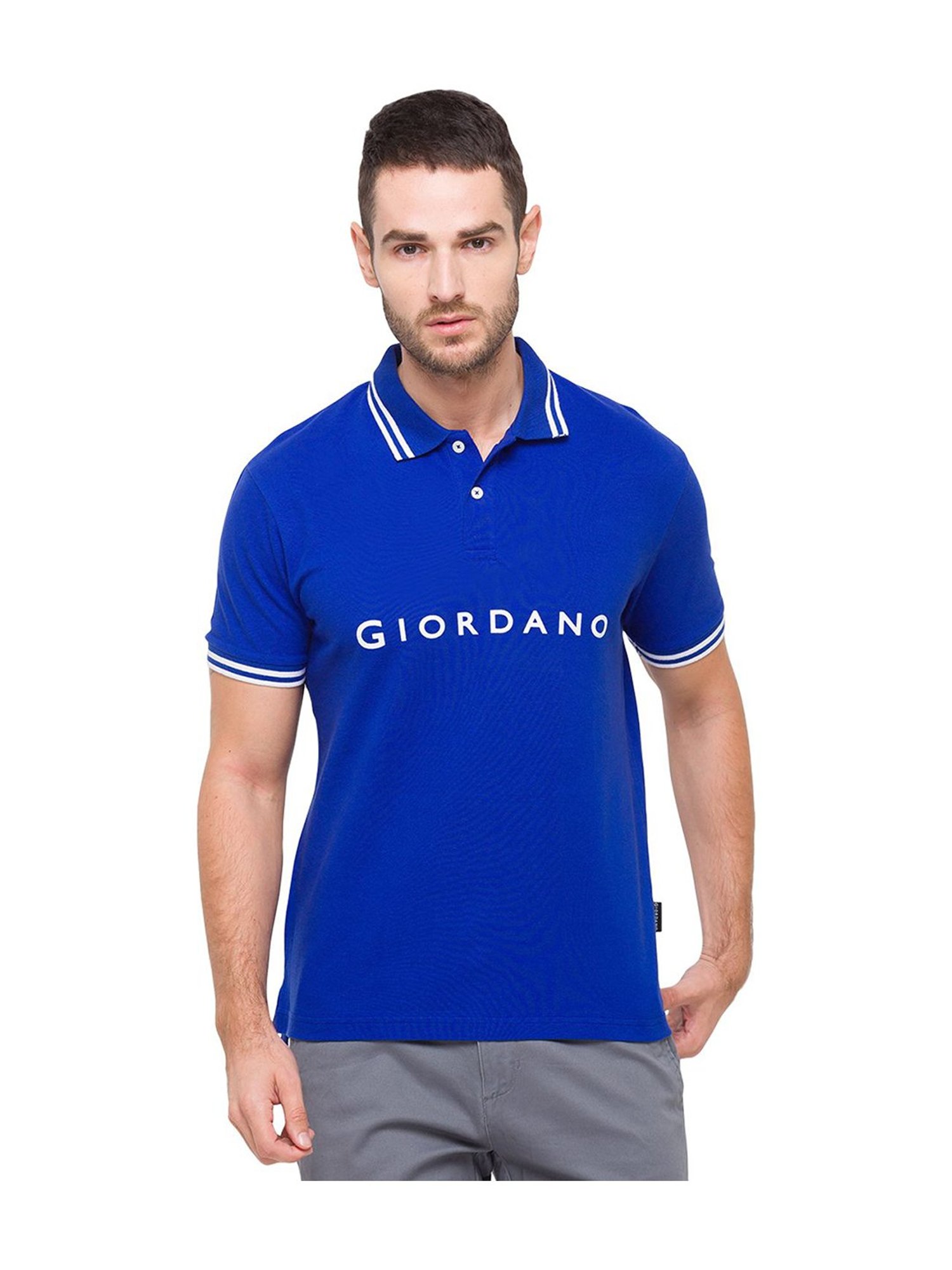 Giordano Blue Slim Fit Polo T-Shirt