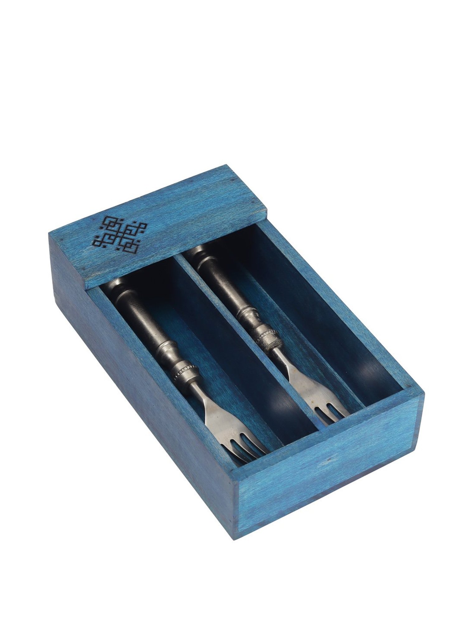 VarEesha Blue Wood Cutlery Tray - Set of 1
