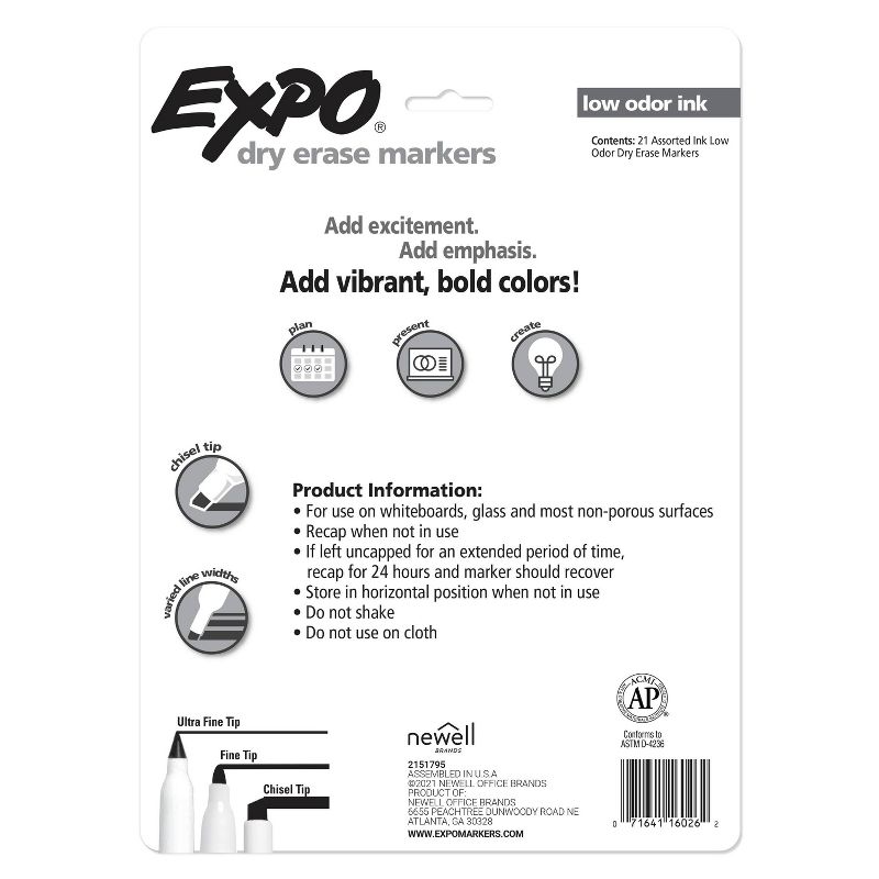 21pk Dry Erase Marker Chisel Tip Multicolor - Expo