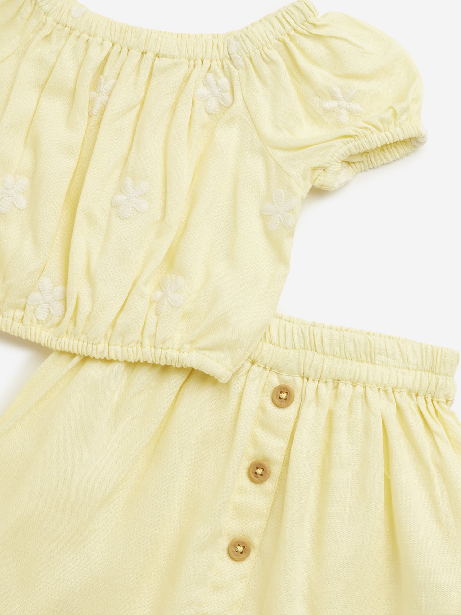 Mothercare Kids White & Yellow Cotton Printed Top Set