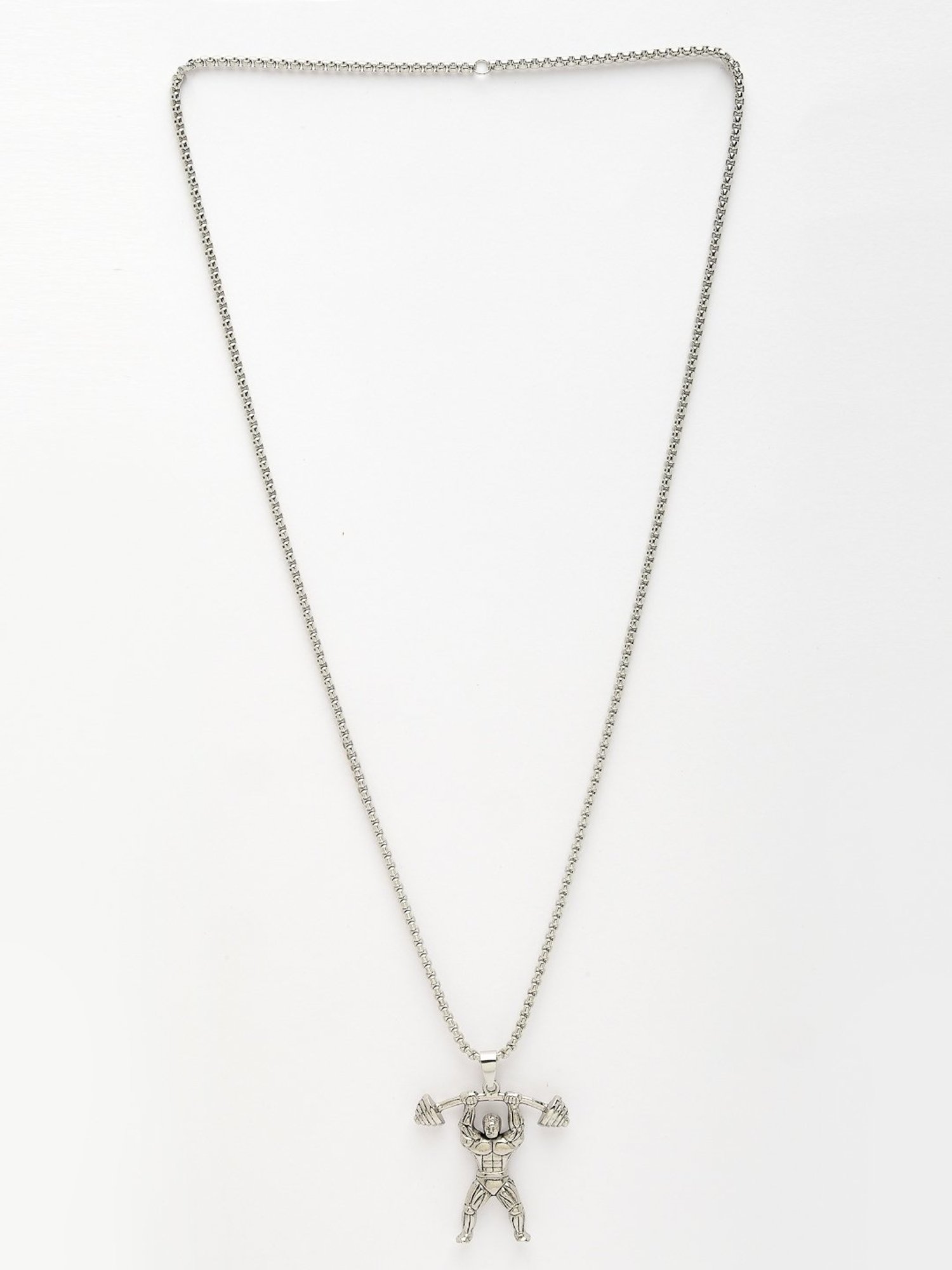 NVR Men Silver-Plated Stainless Steel Hanuman Pendant with Chain