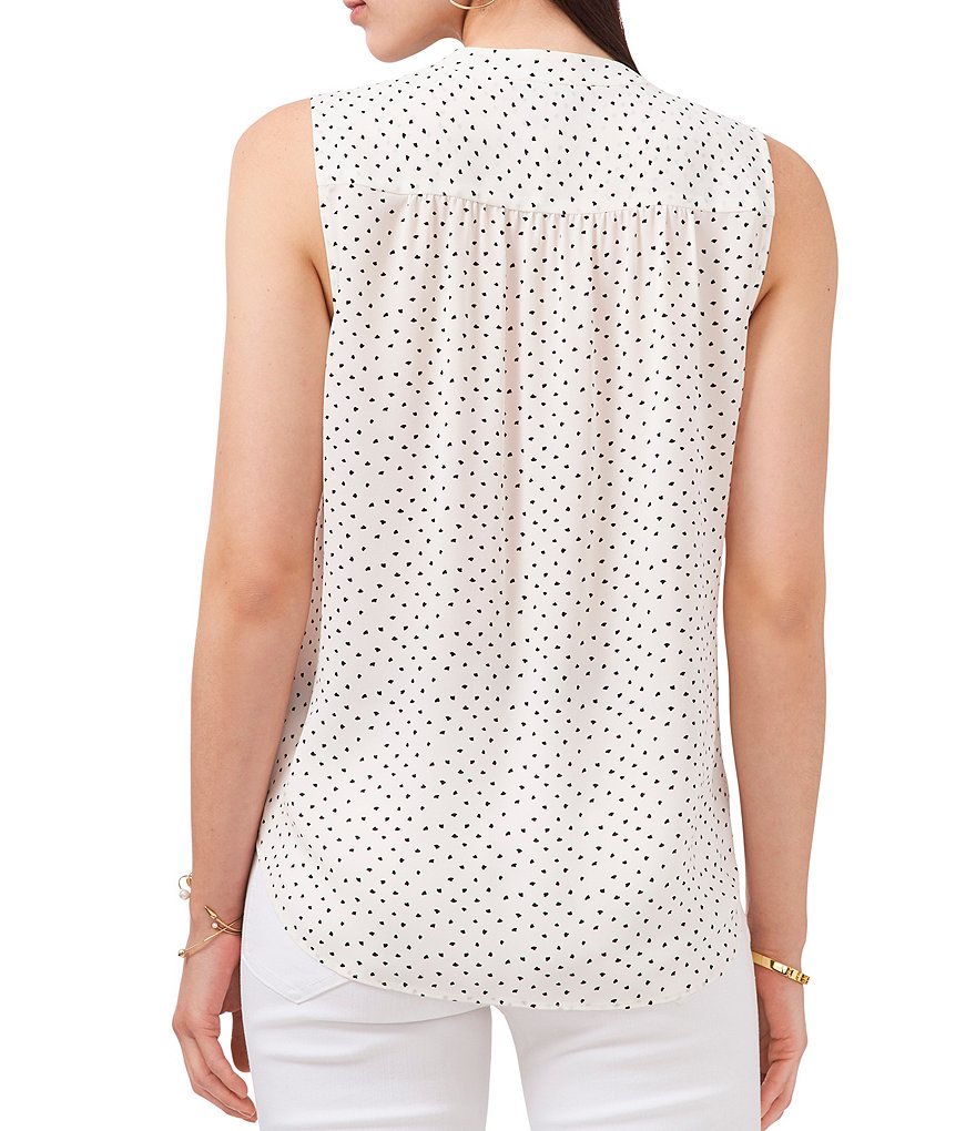 Vince Camuto Sleeveless V-Neck Dots Blouse