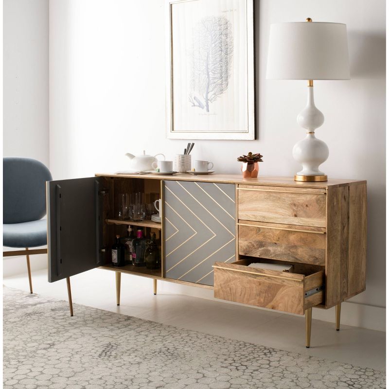 Titan Gold Inlayed Cement Sideboard Natural - Safavieh