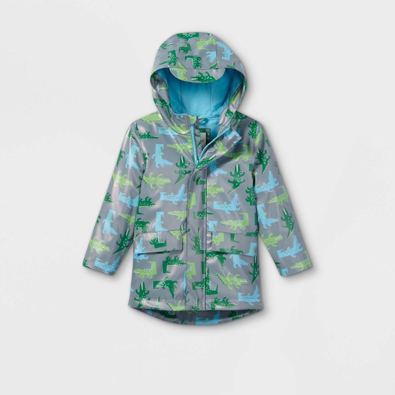 Toddler Boys' Alligator Print Rain Jacket - Cat & Jack™ Green 12M