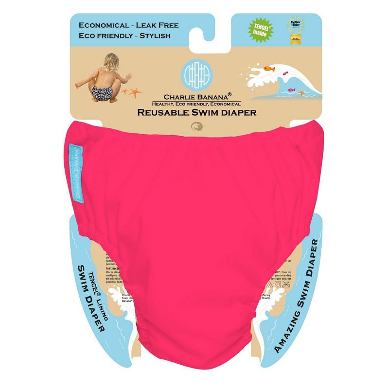Charlie Banana Reusable Swim Diaper, Fluorescent Pink - XL