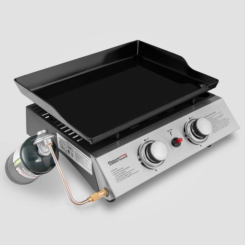 Portable 2 Burner Propane Gas Grill Griddle PD1200 Black - Royal Gourmet