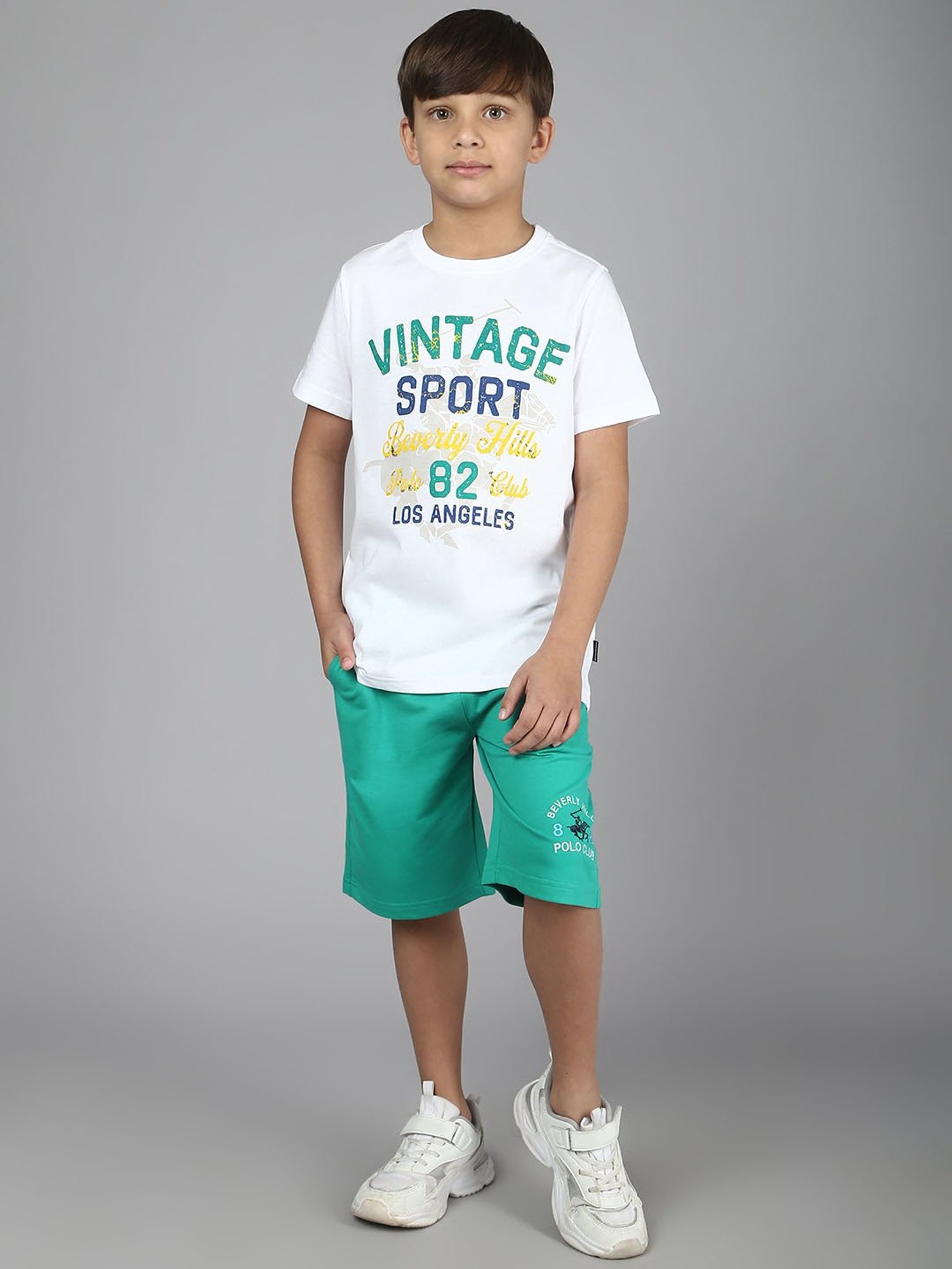 Beverly Hills Polo Club Kids Sea Green Printed Shorts