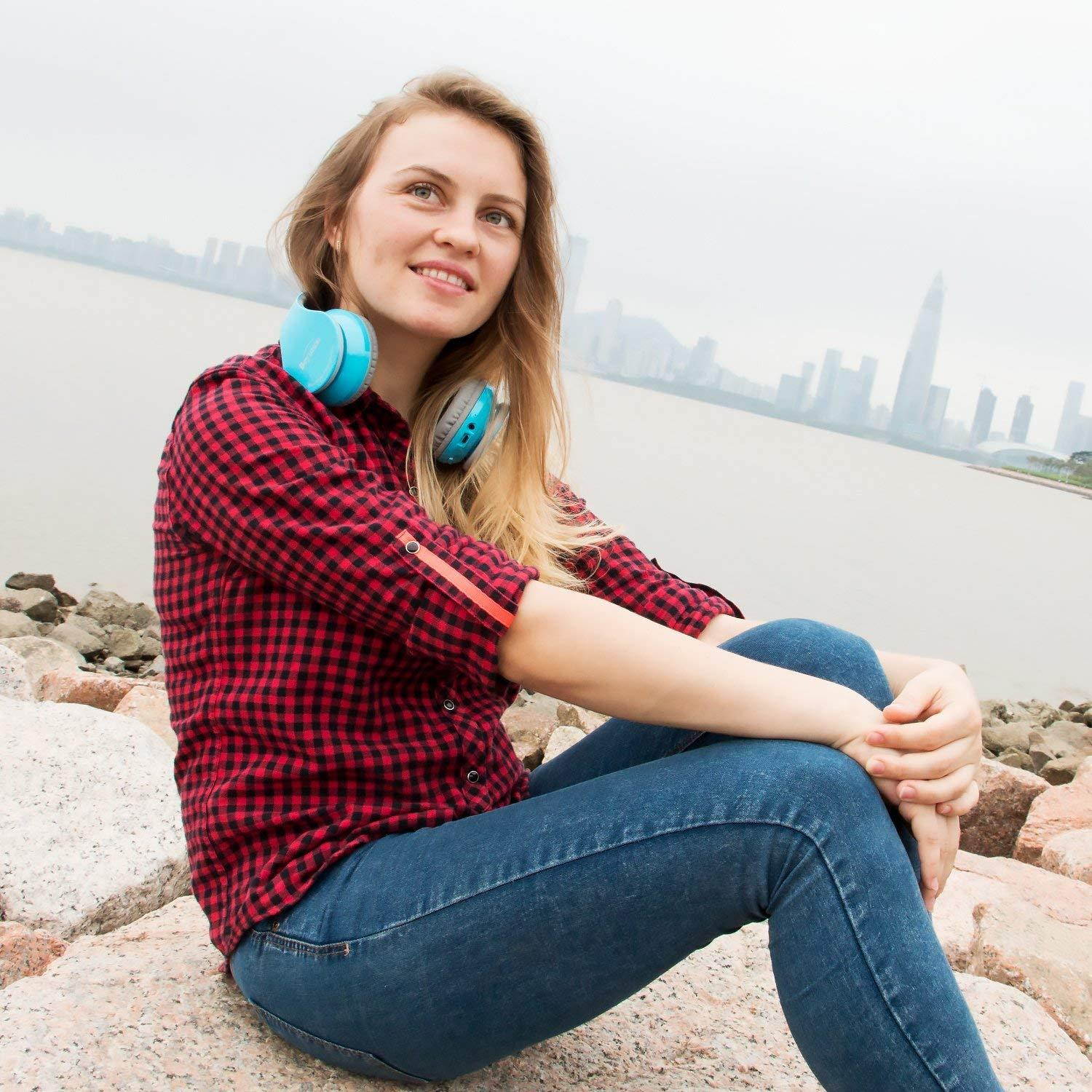 Back to School gift-New Blue color Beyution513@ Over-ear- HiFi Stereo Clear Mic-phone- Bluetooth Headphones-With Retail Package!