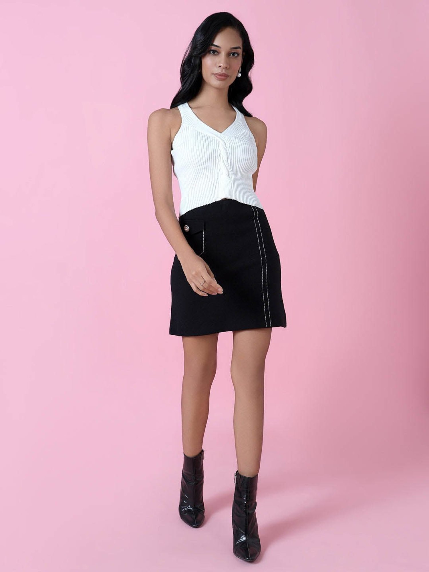 SHOWOFF White Regular Fit Crop Top