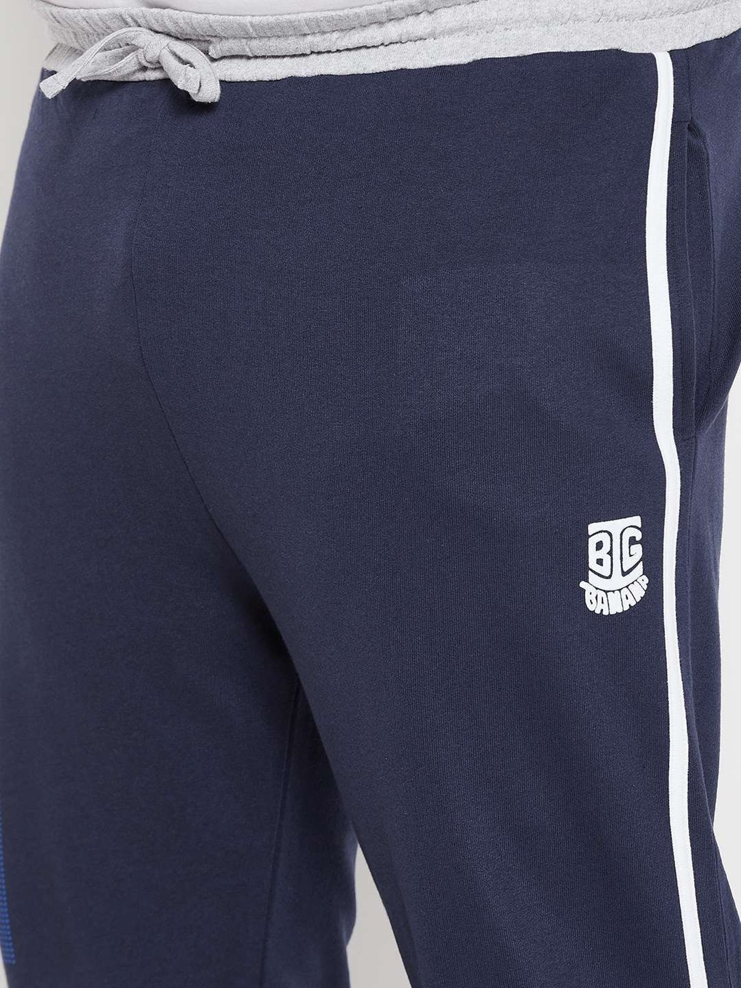 Bigbanana Navy Cotton Regular Fit Printed Trackpants