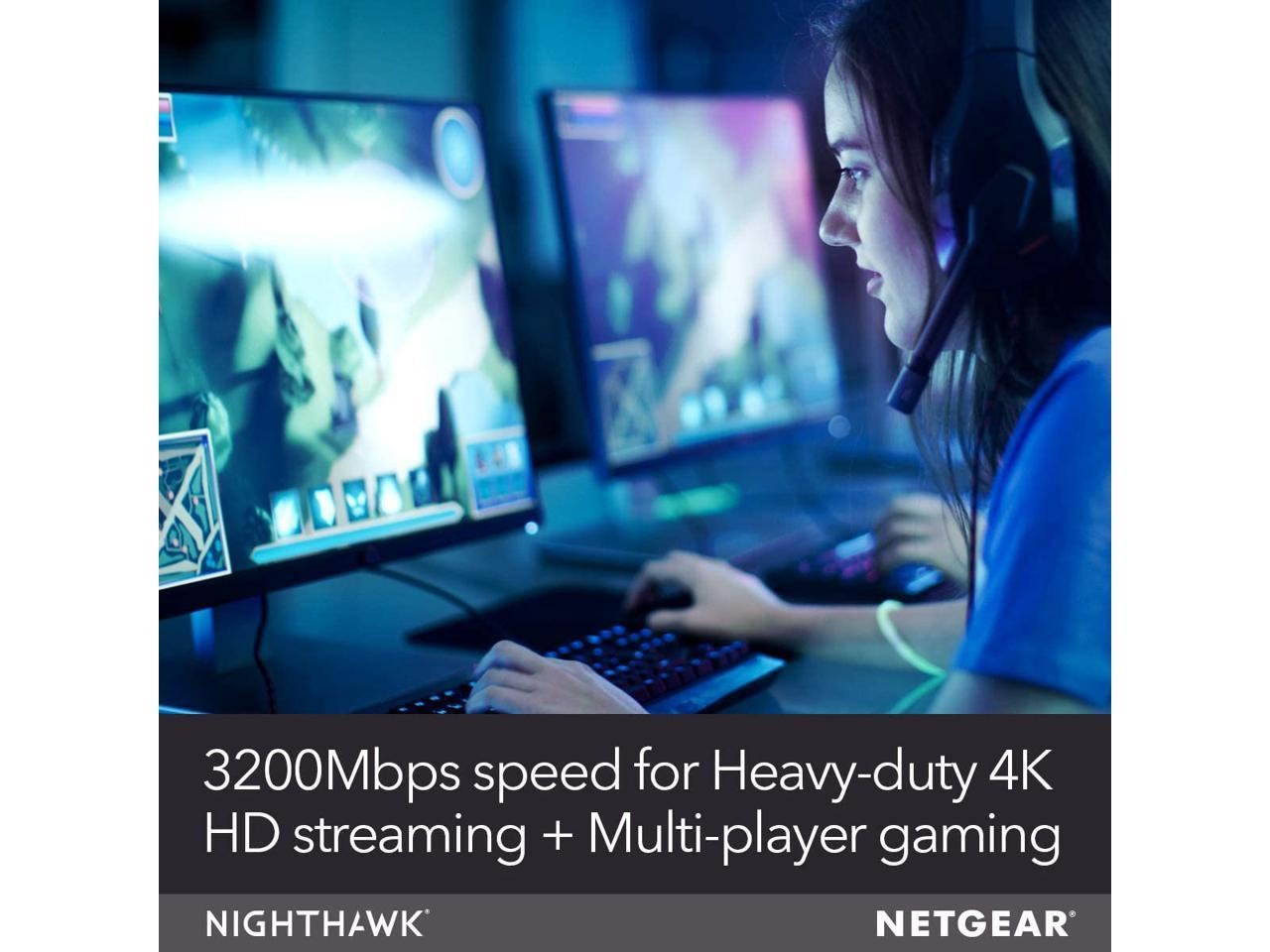 NETGEAR Nighthawk X6 Smart Wi-Fi Router (R8000) - AC3200 Tri-band Wireless Speed (Up to 3200 Mbps) | Up to 3500 Sq Ft Coverage & 50 Devices | 4 x 1G Ethernet and 2 USB ports | Armor Security