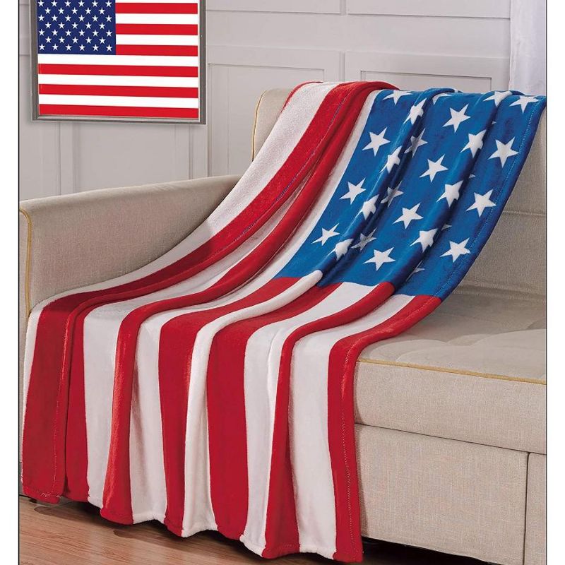July 4th Stars & Stripes American Flag Ultra Lush Oversized Throw Blanket (50" x 70")