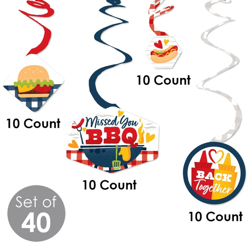 Big Dot of Happiness Missed You BBQ - Backyard Summer Picnic Party Hanging Decor - Party Decoration Swirls - Set of 40