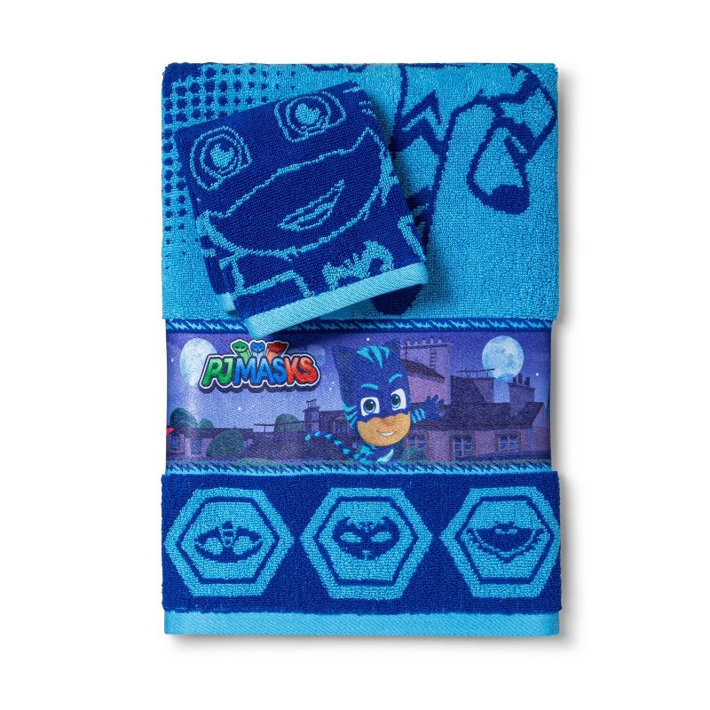 2pc PJ Masks Rooftop Powers Bath Towel and Washcloth Set