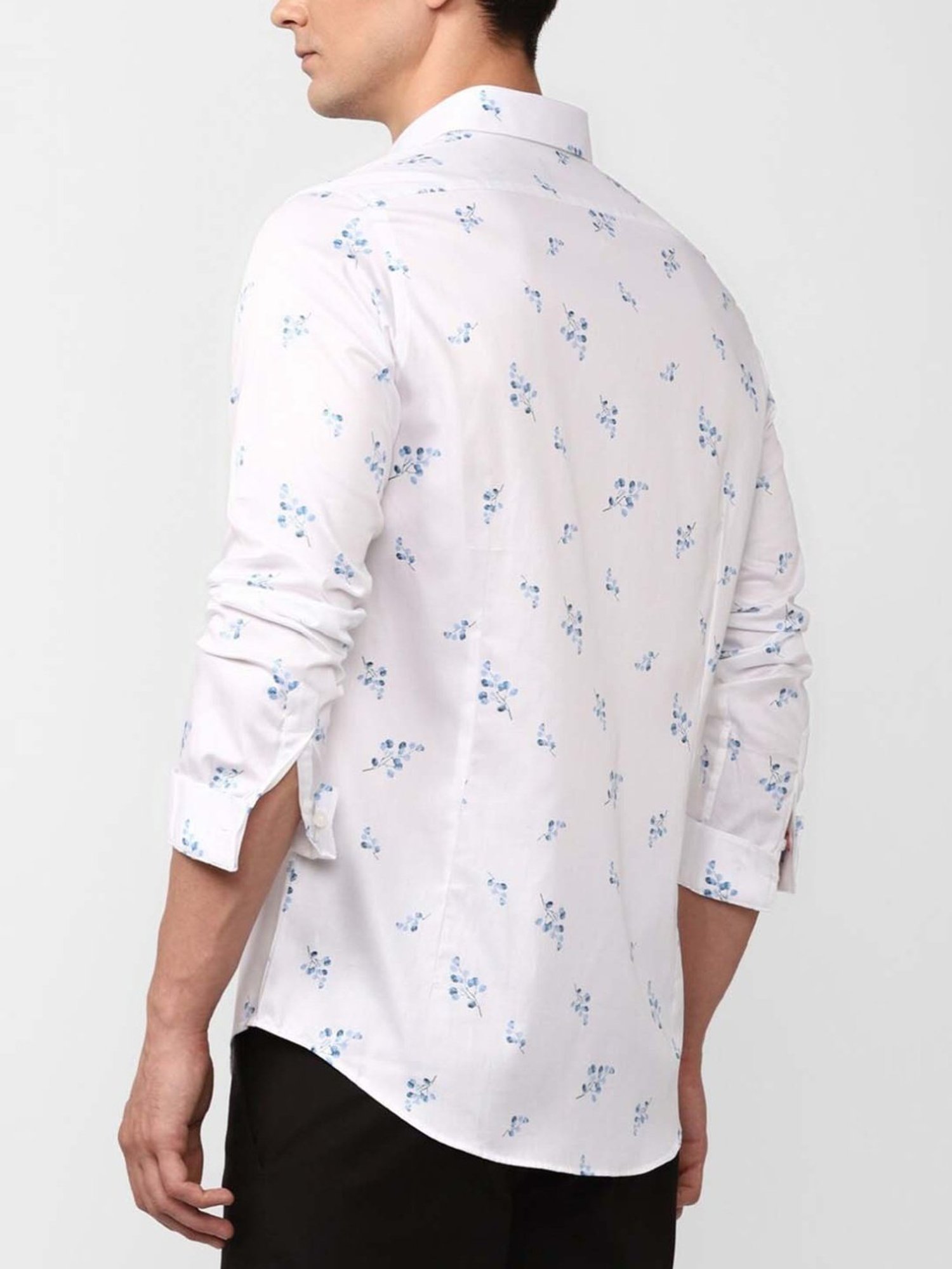 Simon Carter London White Printed Slim Fit Casual Shirt