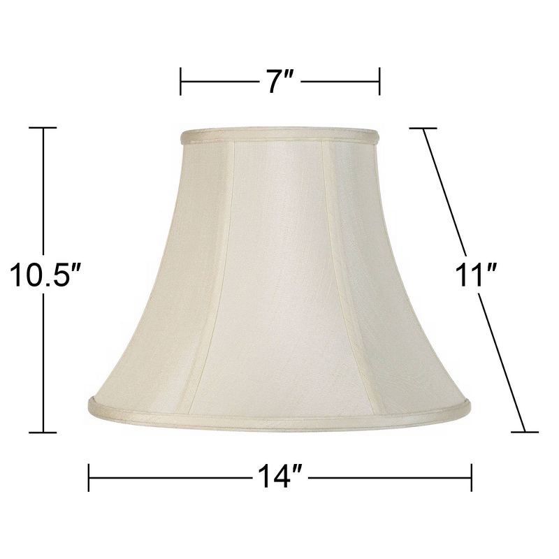 Imperial Shade Creme Medium Bell Lamp Shade 7" Top x 14" Bottom x 11" Slant x 10.5" High (Spider) Replacement with Harp and Finial
