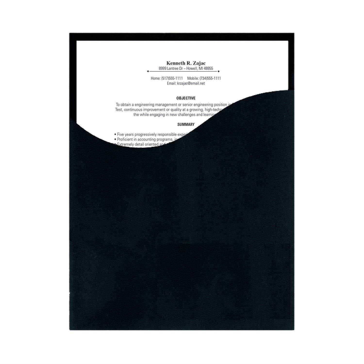 Southworth Resume Presentation Folders, 9&rdquo; x 12&rdquo;, 105 lb/285 gsm, Single-Pocket, Black, Felt Finish, Cardstock, 8 Ct. (98873)