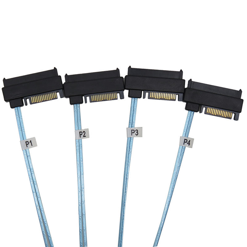 CableDeconn Internal Mini SAS 36pin SFF-8087 to (4) 29pin+15Pin SFF-8482 connectors with SATA Power 0.5M