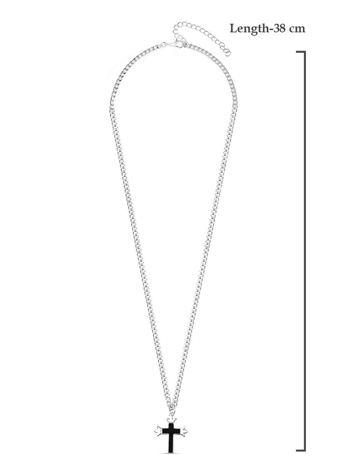 The Bro Code Silver-Plated Black Enamel Cross Pendant Necklace for Men