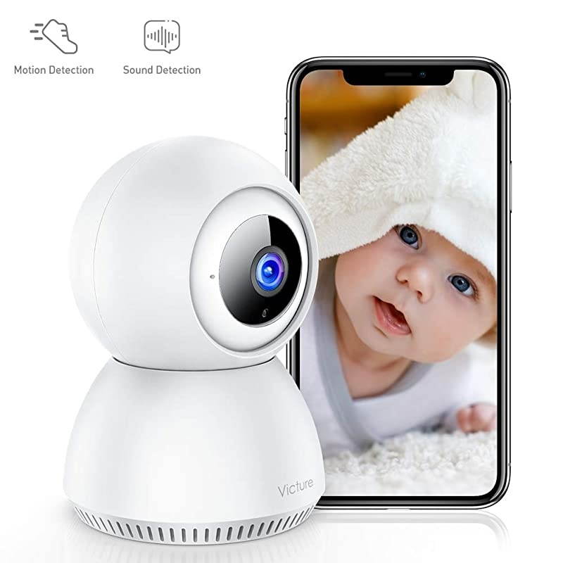 Home Camera, 1080P Wireless Security Wi-Fi Camera Indoor, Sound Detection, Motion Tracking, Motion Detection, Two-Way Audio, Night Vision, Cloud Storage, SD Card Storage, Pan/Tilt