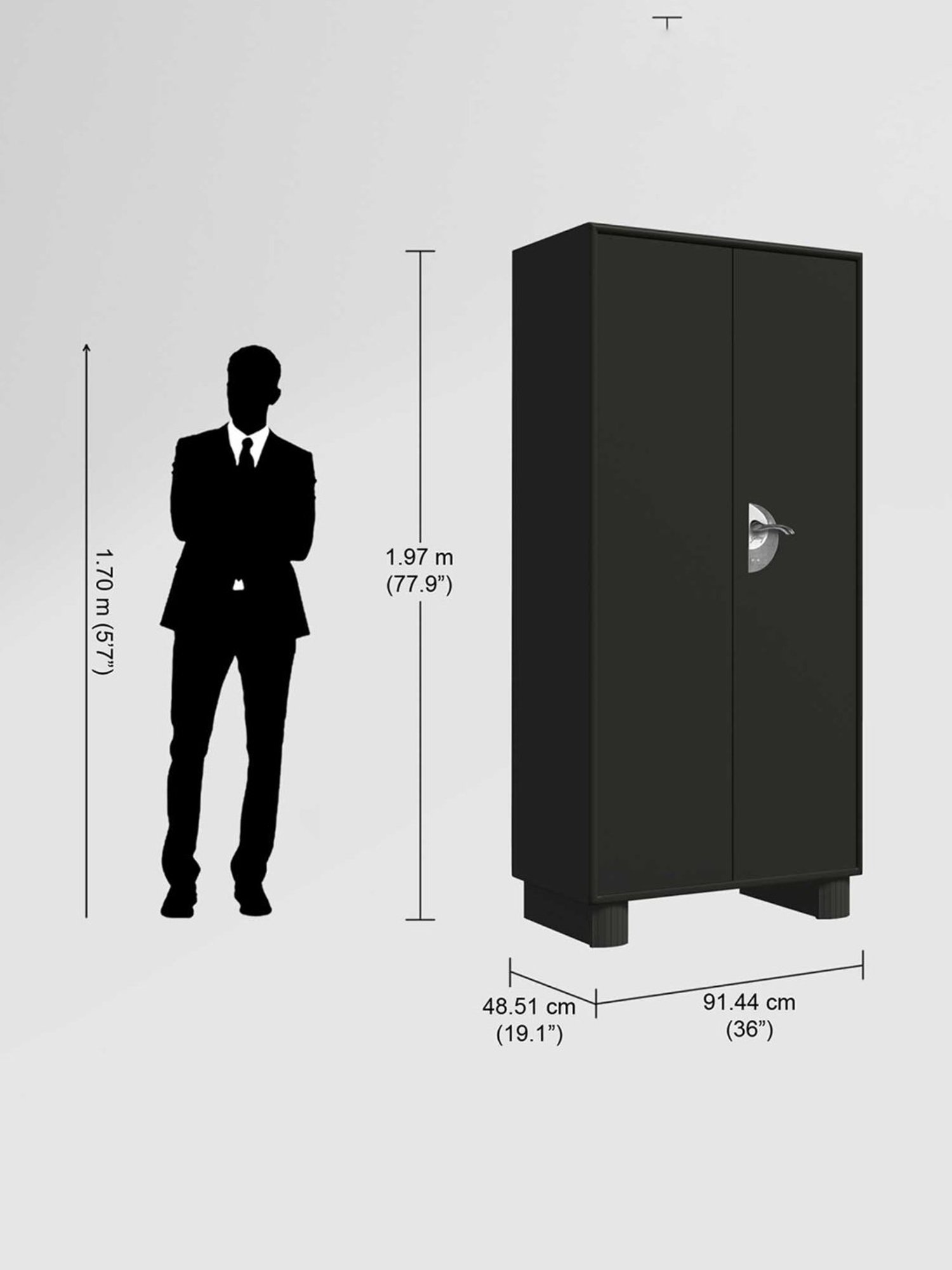 Godrej Interio Storwel  M2 2-Door Steel Almirah, Graphite Grey (1-Year Warranty, 1 Locker)