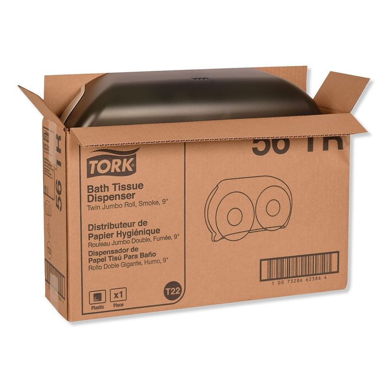 Tork Twin Jumbo Roll Bath Tissue Dispenser 19.29"Wx5.51"Dx11.83"H Black 56TR